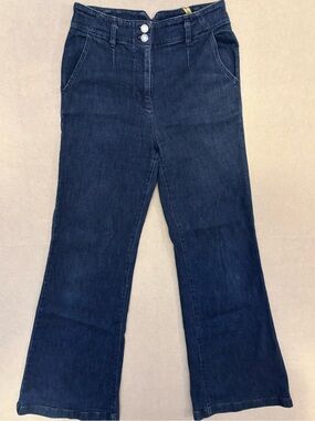 Maeve Dark Indigo Wide-Leg Flare Jeans